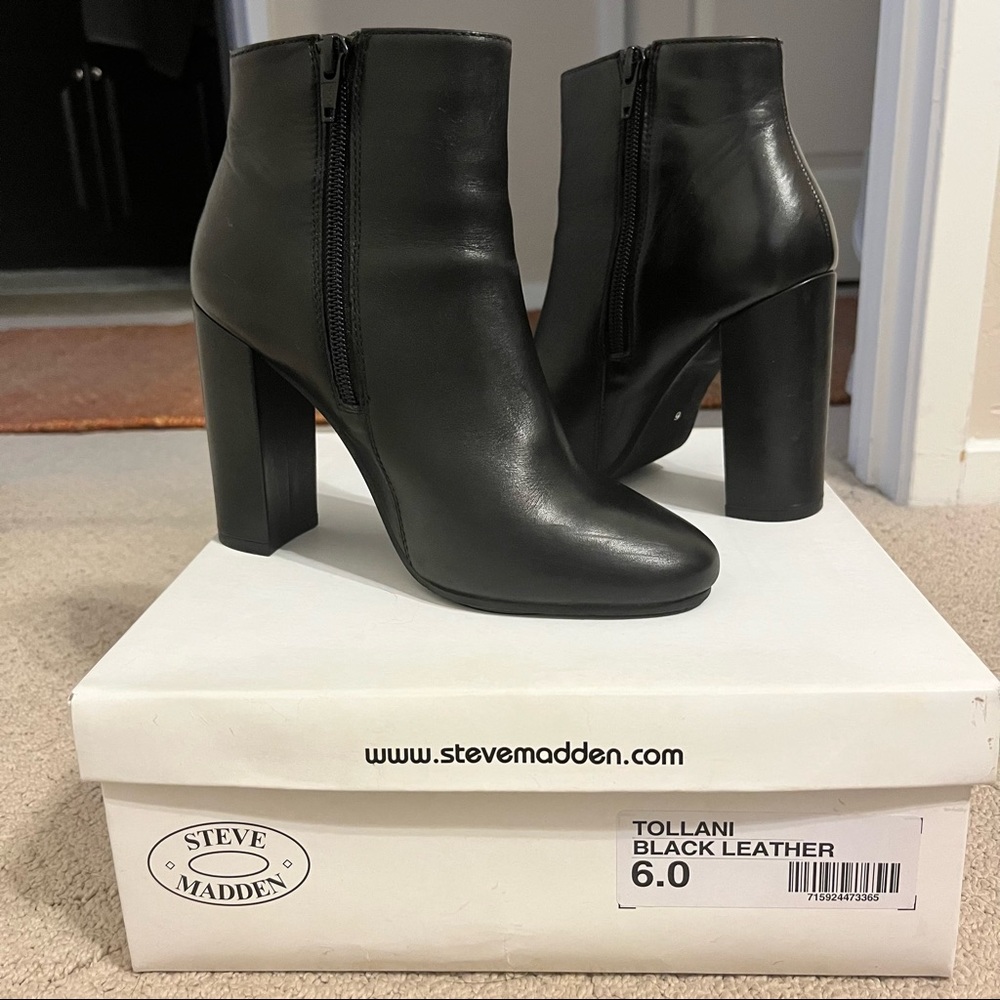 Steve Madden Black Leather Booties